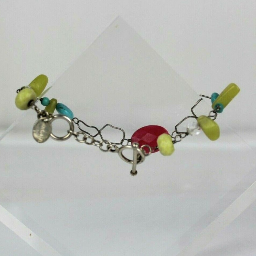 Artisan handmade sterling .925 bracelet muli stone